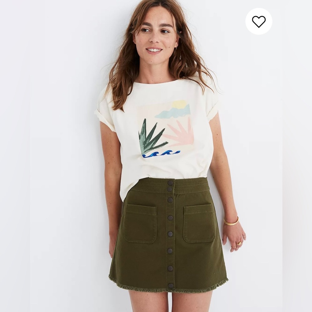 Madewell Raw-Hem A-Line Mini Skirt in Kale Size 2